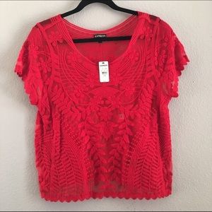 Express Red Lace Top